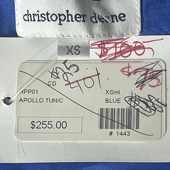 NWT Christopher Deane Tunic Silk Dress XS Tropical Floral Drawstring Blue $255 - Picture 9 of 11